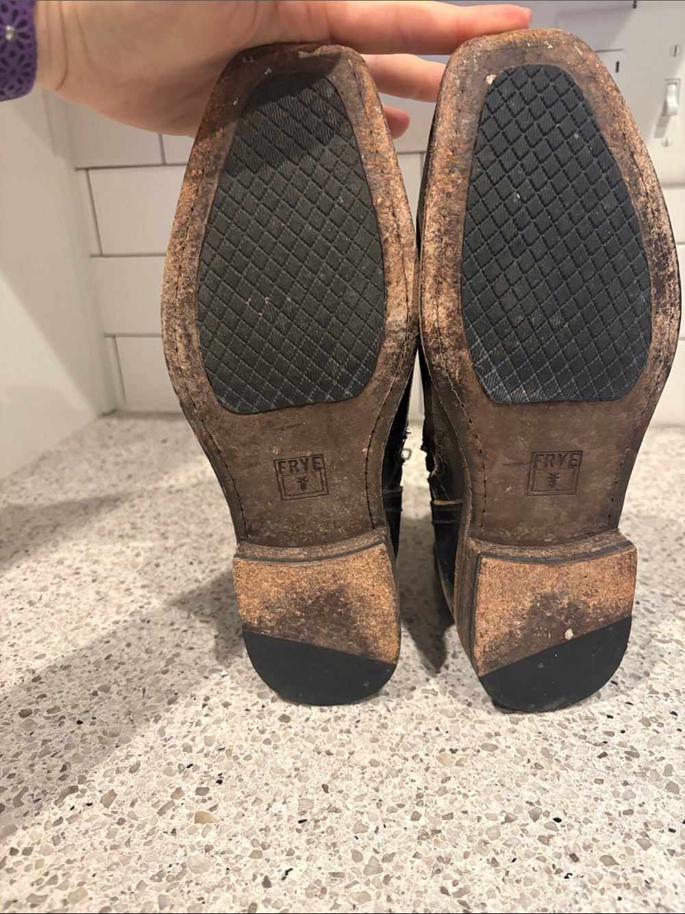 FRYE AND CO. Black Leather Women's Combat Moto Boots with Buckle - Picture 6 of 8